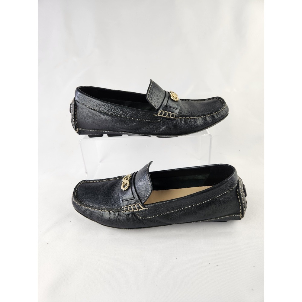 Cole Haan Women's Leather Driving‎ Loafers Navy Gray Shoes Slip On 7.5 Size 8B